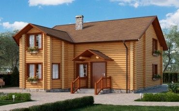 Проект двухэтажного дома из оцилиндрованного бревна 10-2191