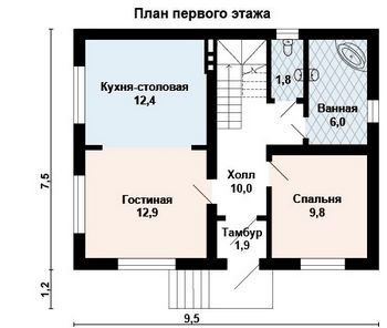 Проект дома из блоков 10-2125