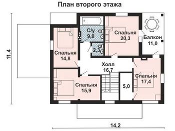 Проект дома из блоков 10-2183