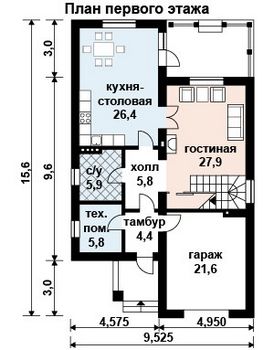 Проект дома из блоков 10-2038