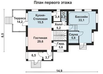 Проект дома из блоков 10-2169