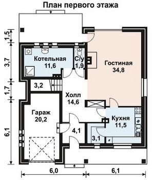 Проект дома из блоков 10-320