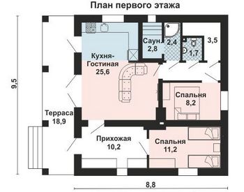 Проект дома из блоков 10-2205