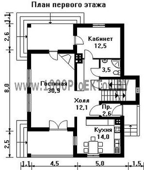 Проект дома из блоков 1375