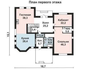 Проект дома из блоков 10-2161