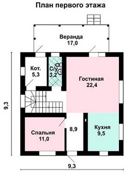 Проект дома из блоков 10-2207