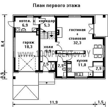 Проект дома из блоков 1330