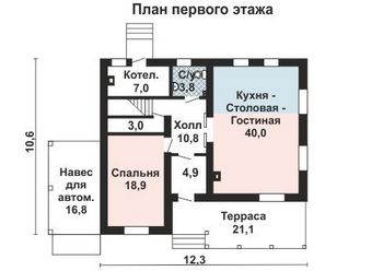 Проект дома из блоков 10-2240