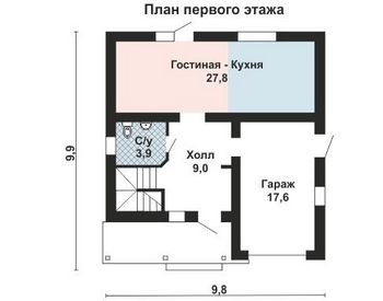 Проект дома из блоков 10-2077