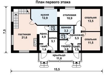 Проект дома из блоков 10-2065