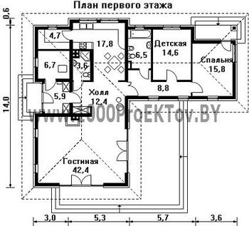 Проект дома из блоков 1257