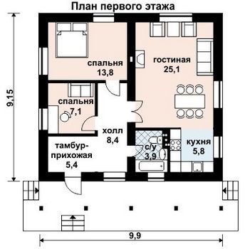 Проект дома из блоков 10-2050
