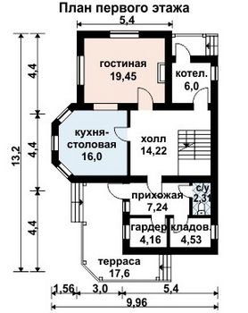 Проект дома из блоков 10-2068
