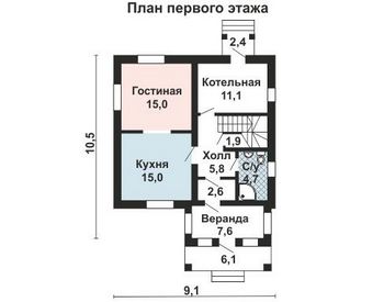 Проект дома из блоков 10-2213