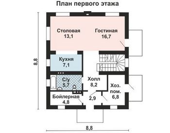Проект дома из блоков 10-2122