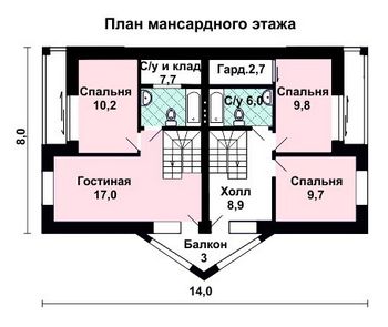 Проект дома из блоков 10-2189