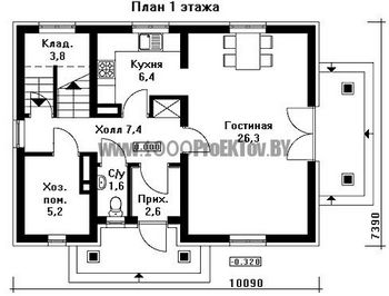 Проект дома из блоков 1520