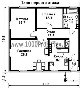 Проект дома из блоков 1260