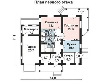 Проект дома из блоков 10-2201