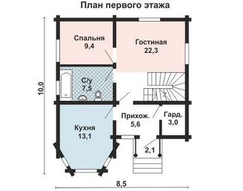 Проект двухэтажного дома из оцилиндрованного бревна 10-2191