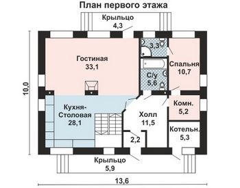 Проект дома из блоков 10-2108-4