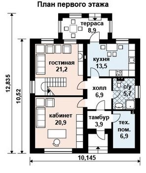 Проект дома из блоков 10-2032