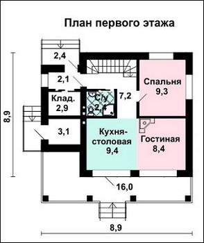 Проект дома из блоков 10-2195
