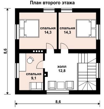 Проект дома из блоков 10-2046