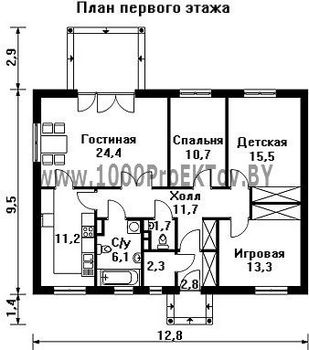 Проект дома из блоков 1390