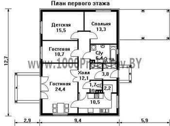 Проект дома из блоков 1389