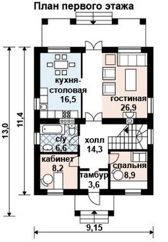 Проект дома из блоков 10-2034