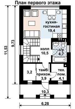 Проект дома из блоков 10-2047