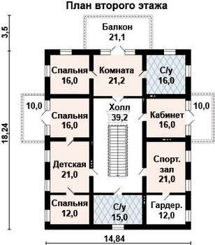 Проект дома из блоков 10-2127