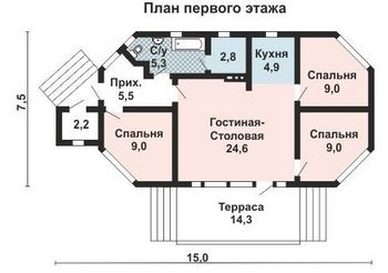 Проект дома из блоков 10-2212