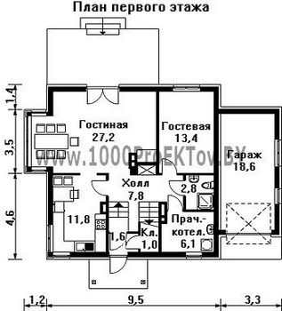 Проект дома из блоков 1424
